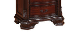 ZUN 1pc Traditional Nightstand End Table with Three Storage Drawers Brown Cherry Decorative Drawer Pulls B011P143963