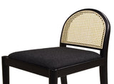 Panama 26.5" Curved Back Cane Rattan Counter Stool, Set of 2, Ebony Black Boucle B2719P238388