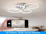 Modern LED Flush Mount Ceiling Light with Dimmable Remote Control, 6Rings Acrylic for Bedroom, 98567404