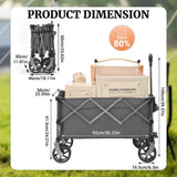 PORTABLE 400L Collapsible Wagon, Folding Wagon Cart , Beach Wagon with Big Wheels, 450LB Heavy Duty W3399P310391