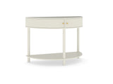 Artisan-Crafted Wave-Pattern Demi-Lune Console Table with Creamy White Finish,Unique Half Moon 23846841
