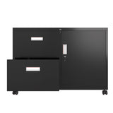 ZUN Metal Office Cabinet with 2 Drawers & Adjustable Shelves, Mobile Lateral Filing Cabinet with Lock 73468898