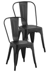 ZUN 2pc Modern Matte Black Finish Metal Dining Room Kitchen Bar Chairs Contemporary Aesthetic 18-inch B011P238552