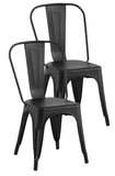 ZUN 2pc Modern Matte Black Finish Metal Dining Room Kitchen Bar Chairs Contemporary Aesthetic 18-inch B011P238552