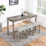 ZUN Bar Table Set with Power Outlet, Bar Table and Chairs Set, 4 Piece Dining Table Set, Industrial W1781140373