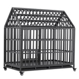 ZUN Heavy Duty Dog Cage pet Crate with Roof & window on roof 84941990