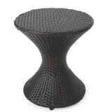 Outdoor 16-inch Multi-brown Wicker Hourgla Side Table 61431.00MBRN