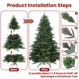 Artificial 6.5ft Green Christmas Tree with 2225 PE/PVC Mixed Branch Tips, Steel wire, Hinged Premium 33202423
