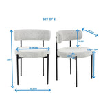 ZUN Burbank Modern Round Boucle Dining Chairs, Set of 2, Black White T2574P180243