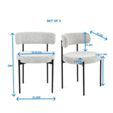 ZUN Burbank Modern Round Boucle Dining Chairs, Set of 2, Black White T2574P180243