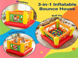 3-in-1 Inflatable Bounce House, Thick PVC Kids Jumping Castle with Visible Wall, Indoor Outdoor Blow 85141553