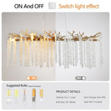 39.4-inch Modern Golden Pendant Light with Cascading Crystal Strands, Ideal for Living, Dining W1340P232979