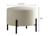 Beige and Matte Black Round Upholstered Ottoman B062P145506