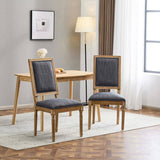 French Country Dining Chairs Elegant Cane Backrest & Upholstered Seats with Fluted Legs N767P263677H