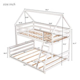Twin over Full House Bunk Bed with Built-in Ladder,White WF287558AAK
