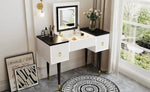 ZUN 43.3" Modern Vanity Table Set with Flip-top Mirror and LED Light, Dressing Table with Customizable 01630421