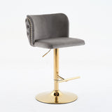 A&A Furniture,Swivel Barstools Adjusatble Seat Height With Gold-plating Base, Classic Velvet W1143P204046