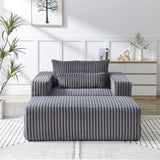 75-Inch Corduroy Sponge Sofa Lounge Chair with Removable footrest,No Assembly Required,Fluffy Modern W834P206097