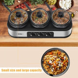 ZUN Silver 4.5 QT Electric Small Slow Cookers Portable Crock Pot 1.5 Quart Triple Slow Cooker For Buffet W1828139570