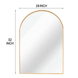 ZUN Gold 24x32 INCH Metal Arch Barhroom mirror W2203P220256