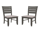 Set of 2 Dining Chairs with Fabric Upholstered Seat, Dark Grey B016P227268
