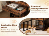 BlackBrown 2-in-1 Dog Crate End Table with Charging Station, Chew-Resistant Metal Tube Pet 66632252