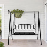 168*106*180cm Flat Top Square Tube 200kg Iron Swing Frame Black 95536765