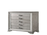 Contemporary 1pc Light Gray Brown Finish 5 Storage Drawer Chest Mirrored Accents Beautiful Solid B011P215612