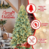 Artificial 7.5ft Blue green Tint Christmas Tree with 2148 PE/PVC Mixed Branch Tips, 550L warm white 32248006