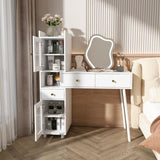 Vanity Dressing Table with LED Mirror & Storage White Makeup Desk Features 3 Drawers, 2 Open 26644603