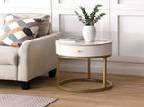 19.68 Inch Modern Nightstand with Drawer, Marble Round End Table with storage, Side Table for Living W821P184388