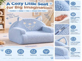 Kids Armchair Toddler Reading Sofa, Full Compression, Teddy Velvet Cute Blue Dog Shape Kids Sofa 66577418