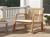 Solid Rubber Wood Rocking Chair, 400 LBS Weight Capacity Indoor Lounge Chair with Linen 96856936
