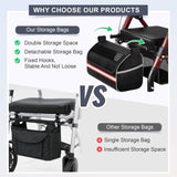 Matinal Foldable Rollator Walkers with Seat for Seniors, 350 lb Capacity, 8'' Big Wheels, 6-Position T3815P362454