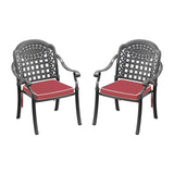 Cast Aluminum Patio Dining Chair 2PCS With Black Frame and Cushions In Random Colors W1710P166004
