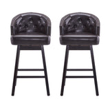 33.25" Swivel Counter Stools Set of 2, Upholstered Counter Height Bar Stools with Solid Rubber Wood WF532108BRN