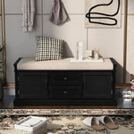 ZUN Storage Bench with 2 Drawers and 2 Cabinets, Shoe Bench with Removable Cushion for Living Room, 52471490