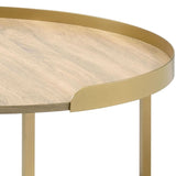 Oak and Gold Coffee Table with Tray Top B062P181359