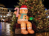 10.2FT Christmas Inflatable Sitting Gingerbread Man with 6 LED Lights, 210D Polyester, Drawstring 47332892