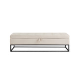 58.6" Bed Bench Metal Base with Storage Beige Velvet W1097119558