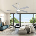 ZUN indoor Modern 52 Inch Ceiling Fan With Dimmable 6 Speed Wind 5 Blades Remote Control Reversible DC W882P146291