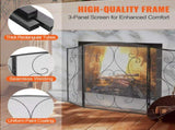 3-Panel Screen, Robust Iron Mesh Spark Guard, 48", Pre-assembled, Independent 87780074