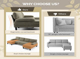 U-Shaped Convertible Sectional Sofa with 2 Chaise Lounges, 4-Seater Modular Couch with Removable & 04004595