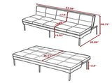 Velvet Upholstered Futon Sofa, Heavy-Duty Metal Frame, 5-Level Adjustable Backrest, Multi-Functional B347P507934