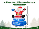 4.8FT Rotating Sitting Santa Inflatable, 4 LED Lights, 210D Polyester Christmas Decor, US Plug 93001971