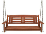 112*53*52cm 500lbs With Chain Double Wooden Swing Reddish Brown 65611589