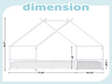 White Flat Bed House Shape with Side Guardrails Twin Children's Iron Bed 70816319