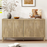 U_Style 59.8" 4-Door Sideboard,Hidden Handle,Distinctive Solid Ash Veneer Buffet with Storage, N711P290714O