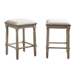 ZUN Arnhem Wood Upholstered Counter Height Stool, Set of 2, Tan T2574P164815