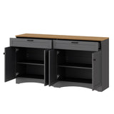 ON-TREND Farmhouse TV Stand with 2 Drawers for TVs Up to 70", Versatile Wood Grain Sideboard with N721P245732E